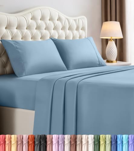 Utopia Bedding Queen Bed Sheets Set - 4 Piece Bedding - Brushed Microfiber - Shrinkage and Fade Resistant - Easy Care (Queen, Dutch Blue)