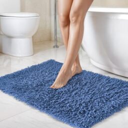 Emma Barclay Tumble Twist Pure Cotton 2pc Bath set in Cobalt Blue - Mat 50x80cm / Pedestal 50x40cm