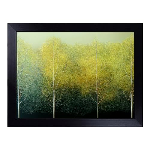 Lap Tray with Bean Bag Cushion, The Forest Trees - Handmade in the UK, Raised Wooden Edge, Padded Cushion, Heat-Resistant Wipe-Clean Surface, for Meals, Laptops and Crafts