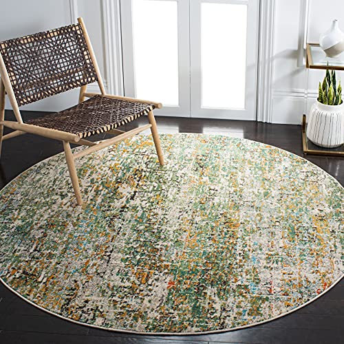 Safavieh Contemporary Rug for Living Room, Dining Room, Bedroom - Madison Collection, Short Pile, in Green and Turquoise, 152 x 152 cm