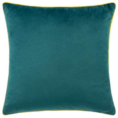 furn. Meridian Feather Filled Cushion – Luxury Contrast Piped Velvet Decorative Pillow (Teal/Cylon - 45x45cm)