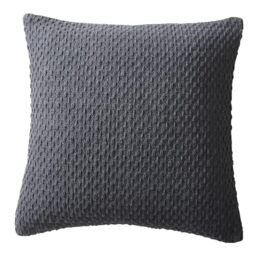 Drift Home Charcoal Cushion 43x43cm – Recycled Cotton – Textured Woven Throw Pillow with Insert – Sustainable Sofa Cushion – Decorative Square Scatter – Matching Throw Available