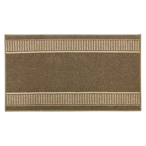 JVL Granada Latex Backed machine Washable Entrance Runner Mat, Brown, Beige, Polypropylene/Latex, Brown/Beige, 120 x 67 x 1.2 cm