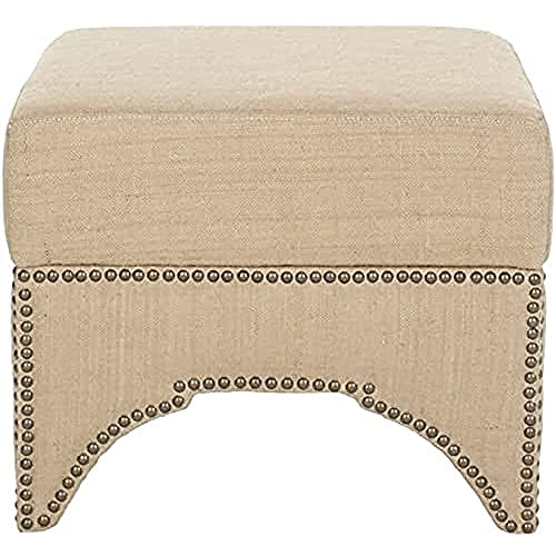 SAFAVIEH Upholstered Ottoman, in Beige, 50 X 50 X 40