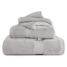 Superior Solid Egyptian Cotton Towel Set, Hand Towel 20” x 30”, Bath Towel 30” x 55”, Washcloth 13” x 13”, Silver, 3-Pieces
