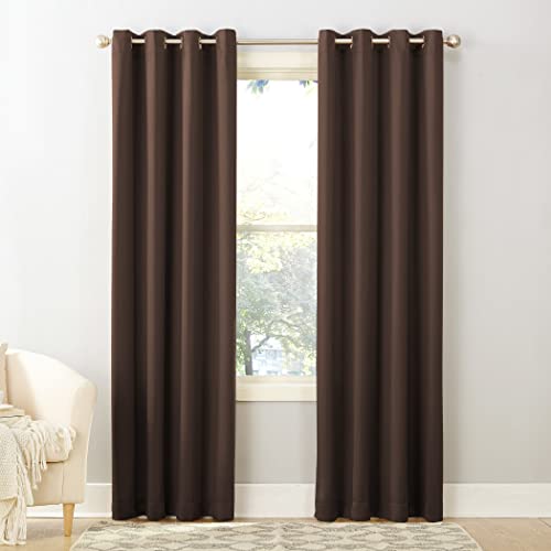"Sun Zero Barrow 2-Pack Solid Total Blackout Grommet Curtain Panel Pair, 54"" x 95"", Chocolate"