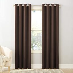 "Sun Zero Barrow 2-Pack Solid Total Blackout Grommet Curtain Panel Pair, 54"" x 95"", Chocolate"