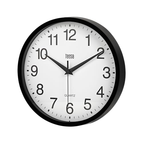Teesa Clock Analog Wall Universal 25 cm TSA0037B Black