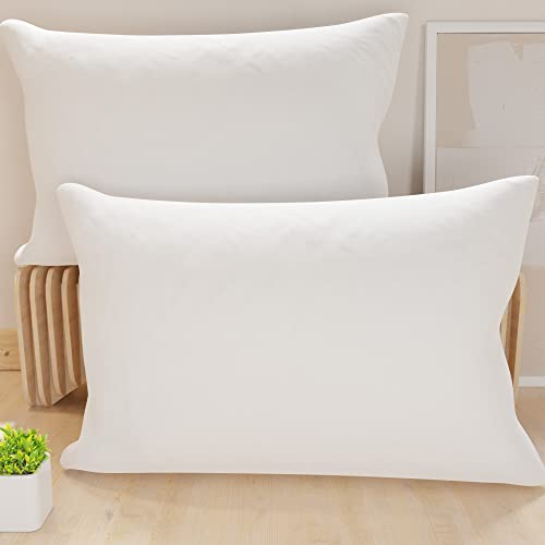 PETTI Artigiani Italiani - Pair of Microfiber Pillowcases 50x30 cm, Bedroom Cushions, Sofa, Set of 2 Cushion Covers, Solid White Pillowcase, 100% Made in Italy