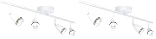 National Lighting Led Celing Lights Rotatable, 4 Way Ceiling Spolights, Gloss White Finish, for Living Room, Kitchen, Bedroom, GU10 Led Compatible (Pack of 2)