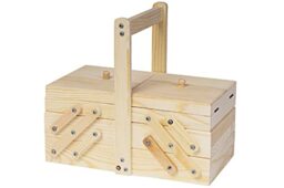Sewing box made of solid pine wood accordion 28x25x15 cm.