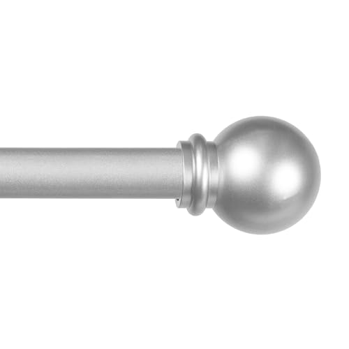 "Kenney Chelsea Ball End Standard Decorative Window Curtain Rod, 30-86"", Brushed Nickel"
