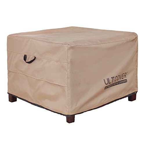 ULTCOVER Waterproof Patio Ottoman Cover Square Outdoor Side Table Furniture Covers Size 24L x 24W x 18H inch
