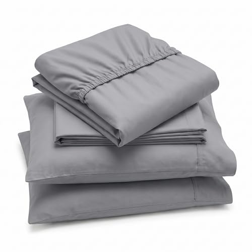 Peru Pima, Bedding Bed Sheets Set with 4 Pieces, 415 Thread Count, Percale, 100% Peruvian Pima Cotton, Hotel Luxury Quality, Extra Soft and Cooling Sheets, Full Size, Slate Solid Color