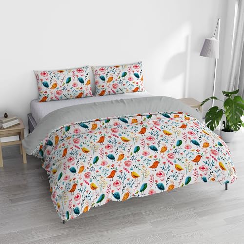 Italian Bed Linen Watercolor Duvet Cover Set with Digital Print, Double, WT 09