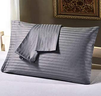 Travel Pillowcase 14x20 500 Thread Count Egyptian Cotton Set of 2 Toddler Pillowcase Zipper Closer 100% Egyptian Cotton (Toddler Travel 14x20 Zipper, Dark Grey Stripe)