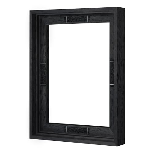 "Abtgt 8x10 Canvas Floating Frame with 0.9"" Deep, Black Floater Frame for Canvas Paintings with Adhesive, Vertical or Horizontal Wall Art frame for Prints Oil Painting Diamond Decor, 1 Pack."