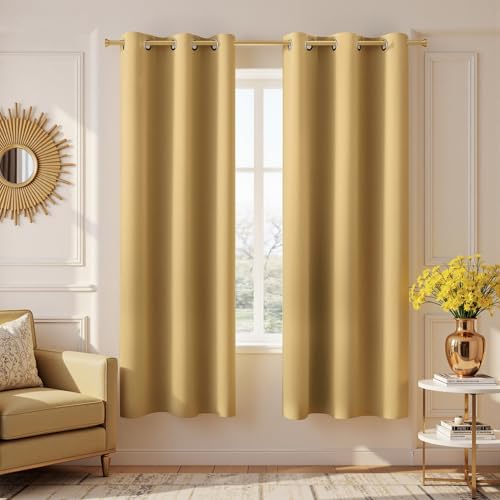 Sun Light Gold Grommet Curtains 42x63 inches Long