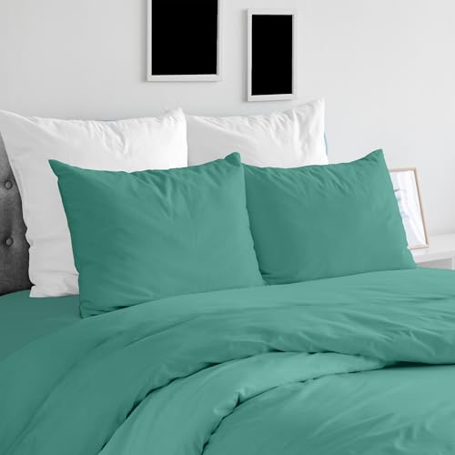 Ruggeri - Duvet Cover Set - 100% Pure Cotton - Made in Italy - Let's Color Collection! (Double, Green)