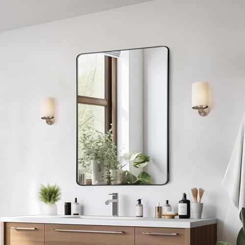 "VEVOR Wall Mounted Makeup Mirror, 22"" x 30"", 0.15"" Thick, Aluminium Alloy Frame, Scratch-Resistant, Shatterproof, Rustproof, Contemporary Style, Fits Bathroom/Bedroom/Living Room"