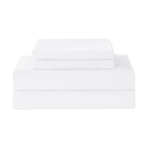 Yibeizi White King Sheet Set,Soft Microfiber Cooling Bed Sheets,4 Pieces Deep Pocket Fitted Bedsheet Flat Sheet & Pillowcases