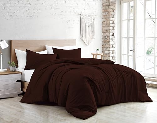 Jenny Sesal Bed Duvet Cover Set – Solid Colour – 100% Pure Cotton – Made in Italy Double – Single – Queen Size – Duvet Cover Set + Pillowcases (Dark Brown, Queen Size)