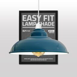 DC VOLTAGE Retro Ceiling Pendant Lamp Shade Cyan Blue Metal 32 cm Width 13.5 cm Height Curved Shape Ideal for Living Room Bed Room Kitchen Office Balcony Restaurant Bar