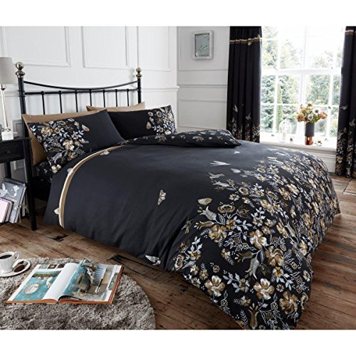 Gaveno Cavailia Luxurious MARIA Bed Set with Duvet Cover and Pillow Cases, Polyester-Cotton, Black/Natural, Double