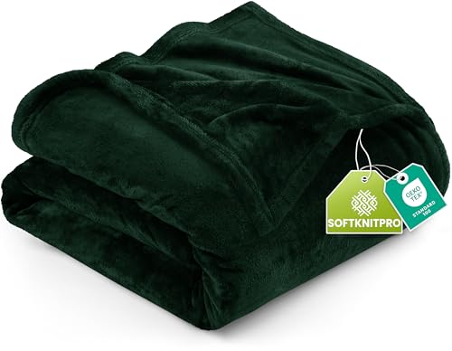 Utopia Bedding Queen Fleece Blanket 228x228cm 300GSM – Soft Fluffy Large Versatile Luxury Decorative Throw For Sofa, Bed & Settees – Cosy Breathable Warm Blanket, All Weather Gift, Forest Green