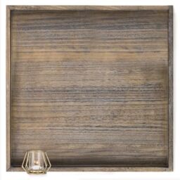 Hanobe Large Ottoman Serving Tray Wooden Decorative Trays 56cm - Rustic extra xxl wood platter for living room, square coffee table decor display 56cm, with handles distressed dark brown