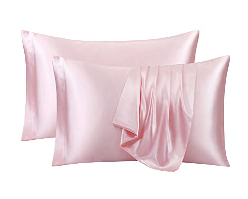 Ersmak Satin Pillowcase King Set of 2, Ultra Soft & Silky Satin Pillow Cases for Hair and Skin, Wrinkle Fade Resistant Pillow Covers with Envelope Closure (Blush Pink)