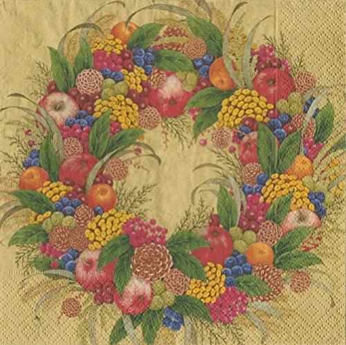 "Caspari ""Karen's Wreath Dinner Napkin"