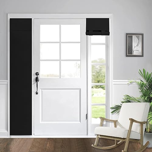 WdFour Side Curtains for Window, Room Darkening Solids, Door Window Covering Glass Front Sidelight Curtain Black Tie up Shade 12W x 70L Inch Black 1 Panel