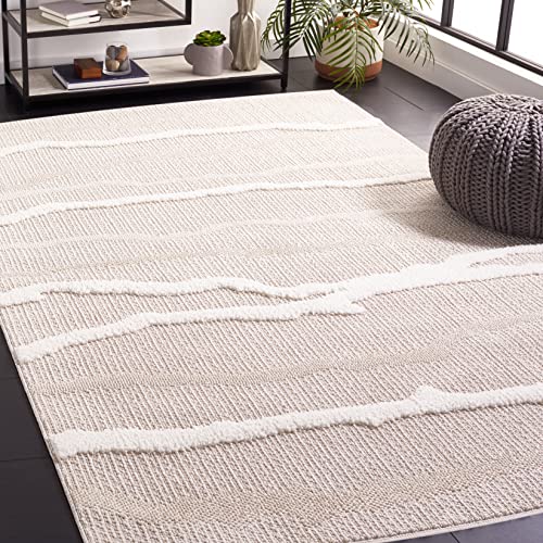 SAFAVIEH Contemporary Rug for Living Room, Dining Room, Bedroom - Trends Collection, Medium Pile, in Beige and Ivory, 160 X 229 cm