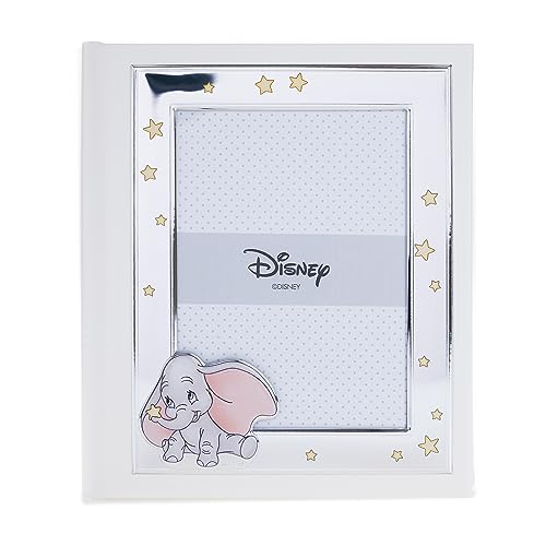 VALENTI & CO. Disney Baby - Dumbo Photo Album with Silver Frame for Baby Christening or Birthday Gift