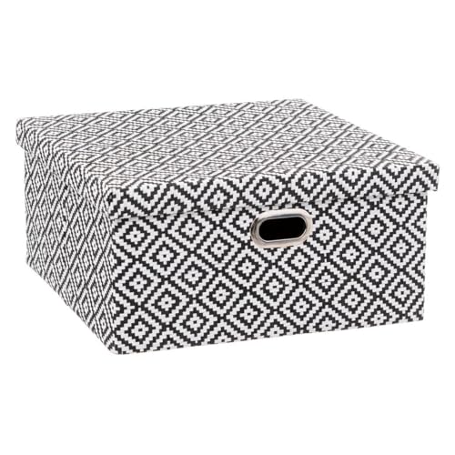 Five Decorative Storage Box with Lid 31 x 31 x 15 cm Black and White