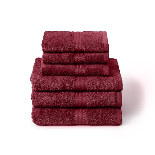 Caleffi Set of 6 Bath Towels with Guest – Consisting of 3 x Face Towel 55 x 100 cm + 3 x Bidet Towel 40 x 60 cm – 100% Soft and Ultra Absorbent Cotton – Shower, Face and Hospitality Bath Set