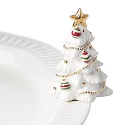 Lenox 894248 Profile Popper Christmas Tree Charm - Porcelain with 24k gold accents - pushes into serving dishes, serveware not included - Christmas collectible