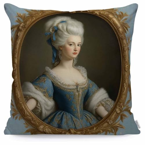 WONDERTIFY Pillow Cover Janinet Portrait of Marie Antoinette Fine Art - Soft Linen Pillow Case for Decorative Bedroom/Livingroom/Sofa/Farm House/Car - Cushion Covers 18x18 Inch 45x45 cm
