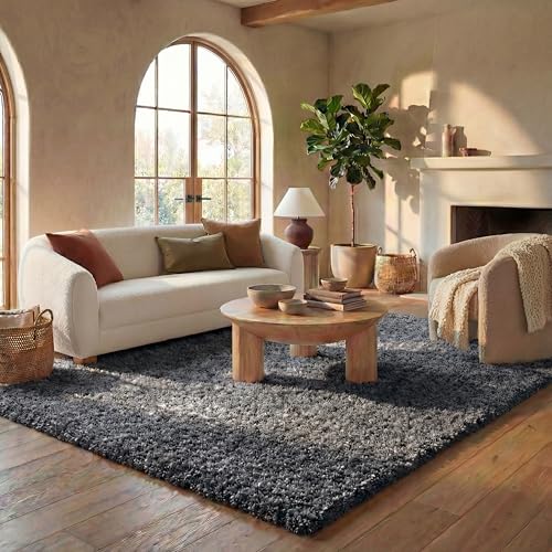 Safavieh Shag Rug for Living Room, Dining Room, Bedroom - California Shag Collection, High Pile, in Dark Grey, 240 X 300 cm