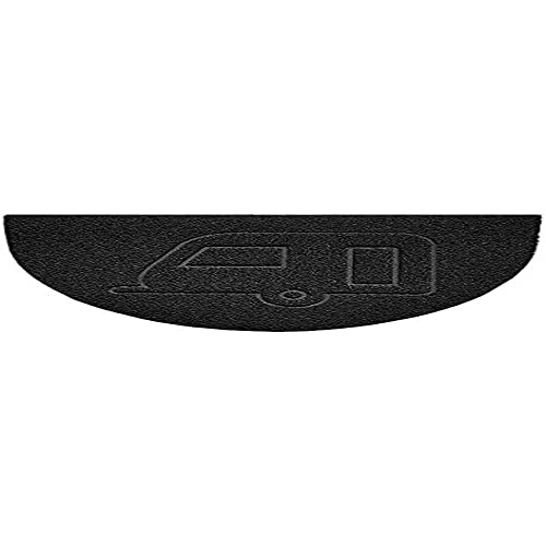 Nicoman Embossed Halfmoon Half Circle Door Mat Dirt-Trapper Jet-Washable Doormat 70x44cm (Black, CARAVAN Shape) - Use Outdoor ONLY