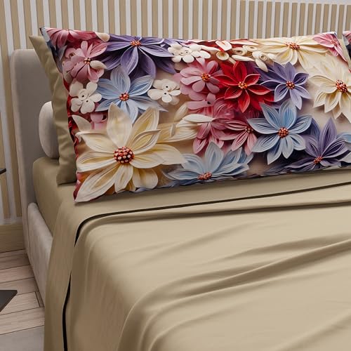 PETTI Artigiani Italiani - Cotton Sheets with Pillowcases in Digital Print, Double Bed Sheet, Bali, 100% Made in Italy