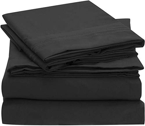 ComfyWell Single Duvet Set - Plain Duvet Cover Sets Bedding Quilt Cover Single Size Bed with 1 Pillowcases Zipper Closure-Ultra Soft Brushed Microfiber.(Single(135x200cm), Black)