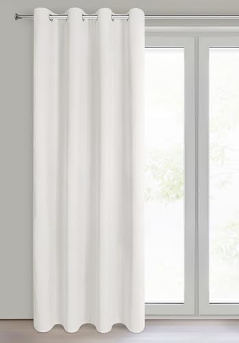 Eurofirany NITA Blackout Curtain, 100% Room Darkening Velvet Curtain, Thermal Insulated Eyelet Curtains for Bedroom Living Room, 55x98 inches - Cream