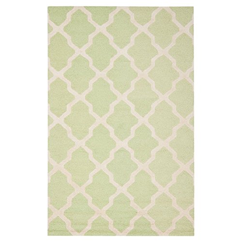 Safavieh Trellis Indoor Hand Tufted Accent Area Rug, Cambridge Collection, CAM121, in Light Green / Ivory, 61 X 91 cm for Living Room, Bedroom or Any Indoor Space