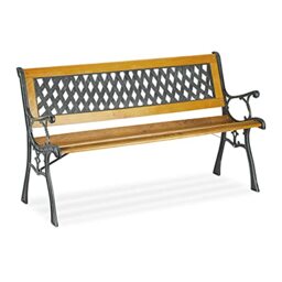 Relaxdays Garden Bench, Natural/Green, 73x125x52 cm
