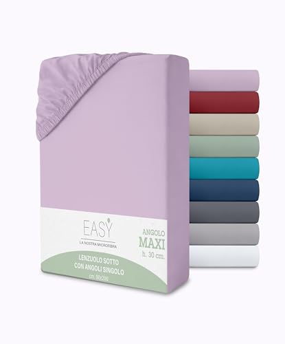 Single Fitted Sheet, 90 x 200 + 30 cm, Microfibre, 30 cm Height, Plain Colour, No Iron, Fitted Sheet with Elasticated Corners