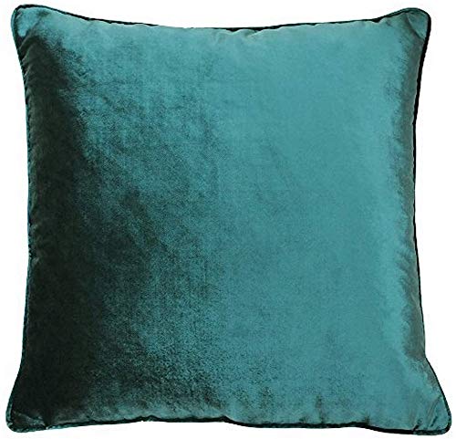 "Riva Paoletti Luxe Velvet Feather Filled Cushion - Jadite Green - Soft Velvet Feel Fabric - Reversible - Hidden Zip Closure - Machine Washable - 100% Polyester Case - 55 x 55cm (22"" x 22"" inches)"