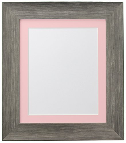 FRAMES BY POST Hygge Picture Photo Frame, Plastic Glass, Wolf Grey with Pink Mount, 36 x 24 Image Size 30 x 20 Inches