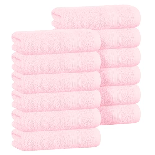 BOUTIQUO Ultra Soft Cotton Washcloths, Contains 12 Piece Face Cloths 12x12 inch, Ideal for Everyday use Face Towels, Compact & Lightweight Multi Purpose Washcloths - Pink